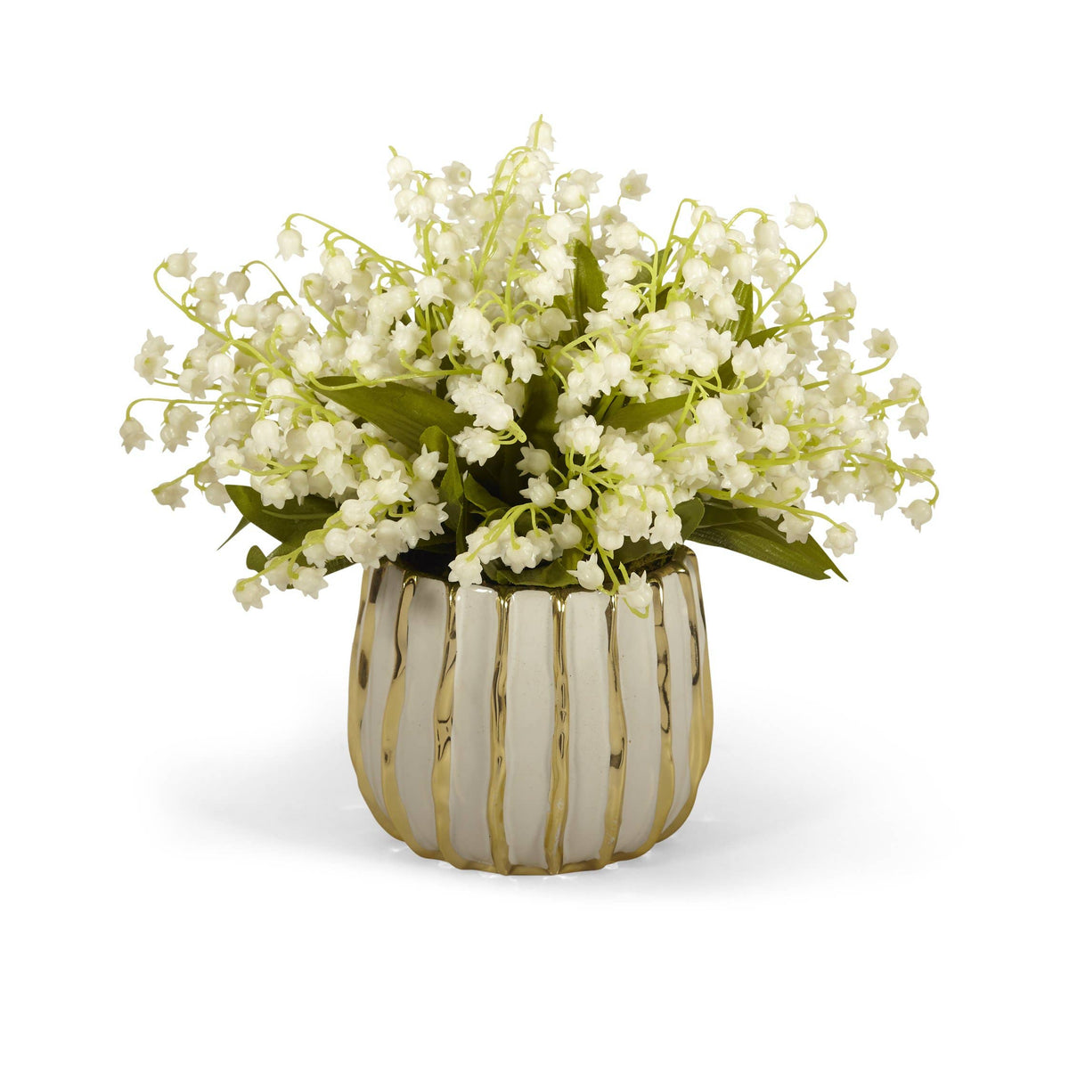 Lily of the Valley in White and Gold Container