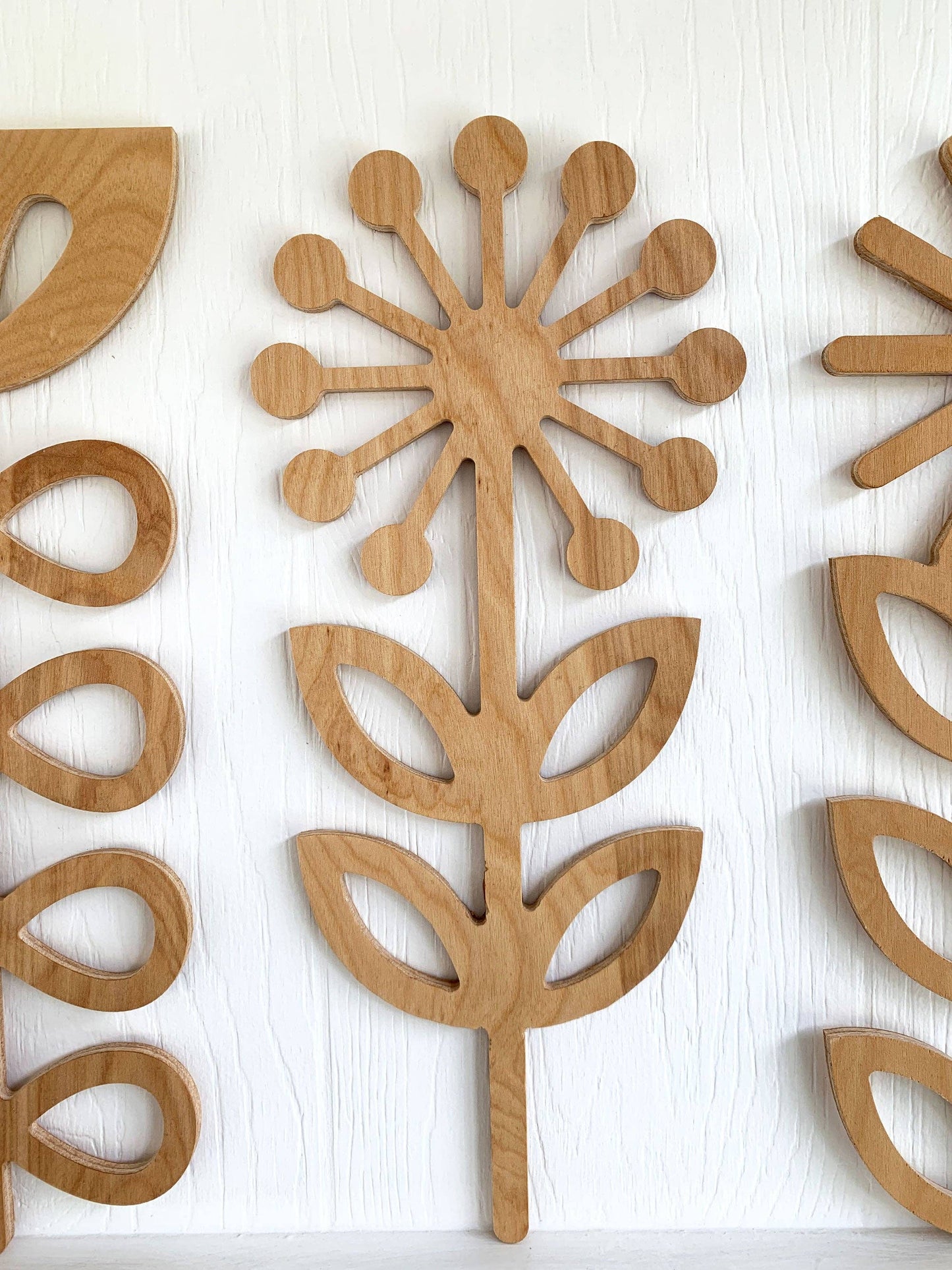 Large wooden Scandinavian folk art flowers wall decor