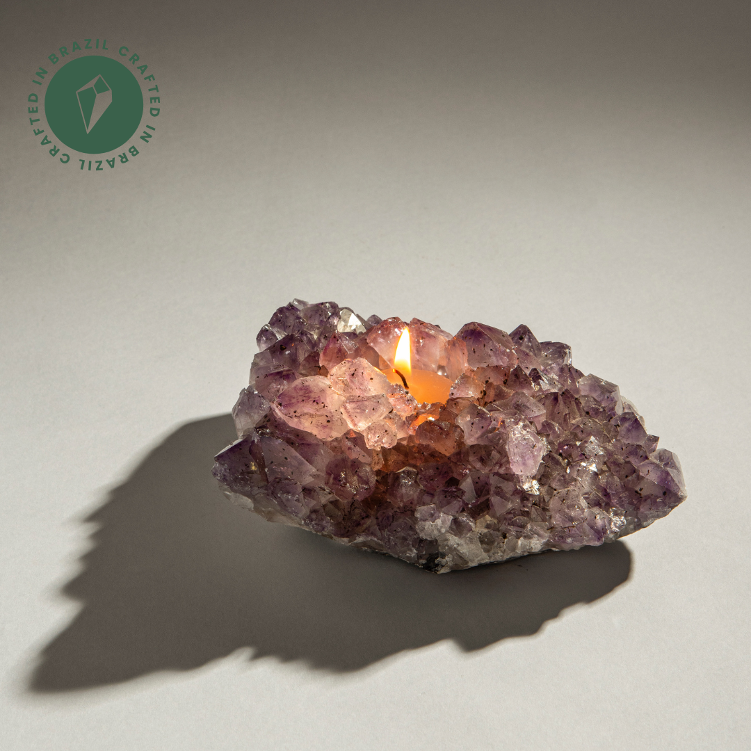 Amethyst Candle Holders - Crafted in Brazil