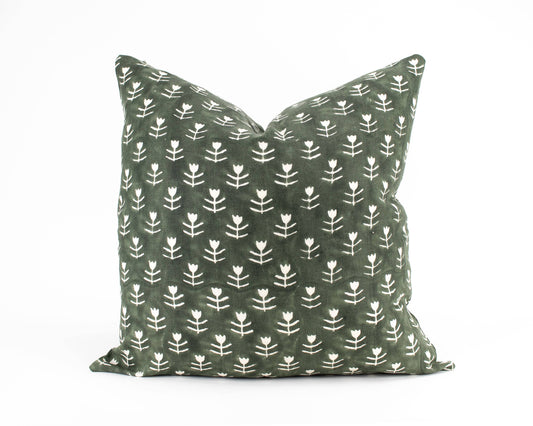 Didi - Tulip Block Print Pillow - Agave