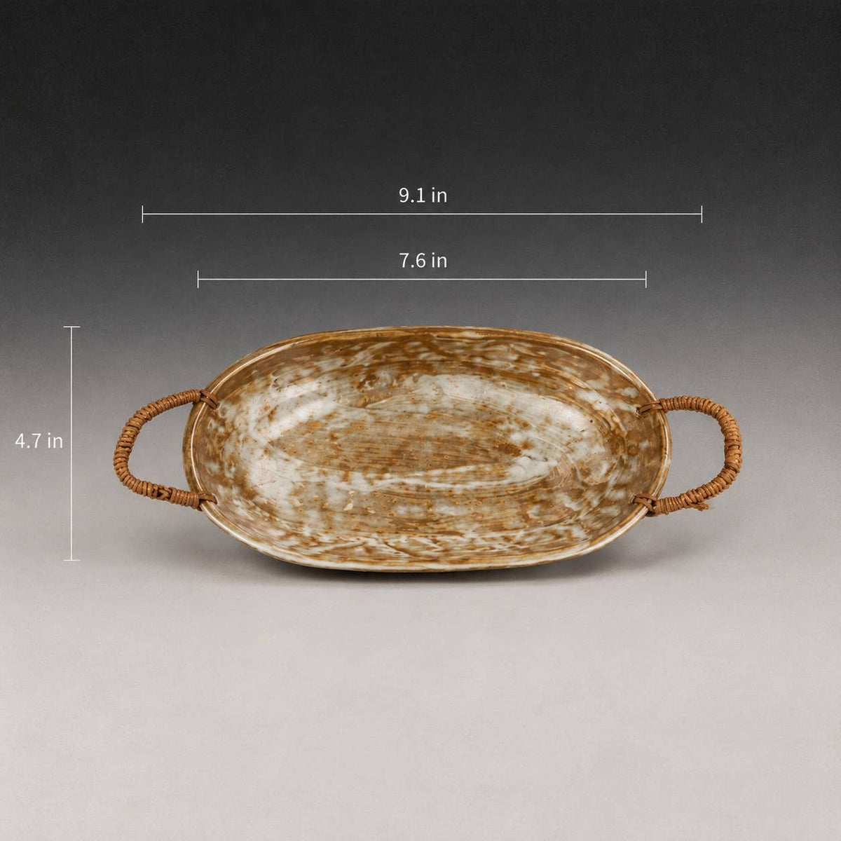 Kiln-Glazed Ceramic Bowl with Rope Handles