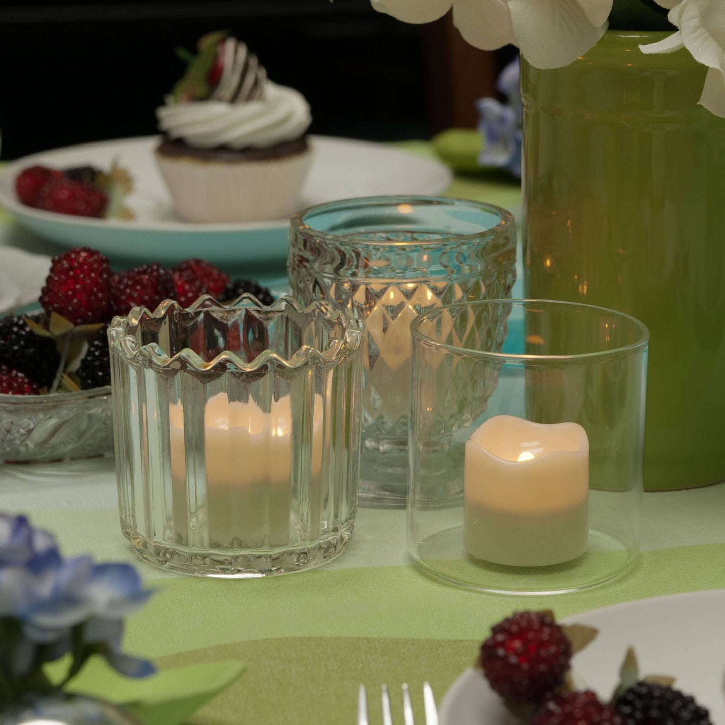 Flameless Resin LED Tea Light Candles with Timer 4-Pack