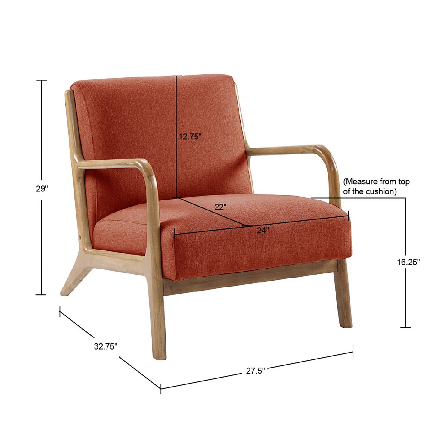 Scandinavian Elm Wood Spice Red Lounge Chair *