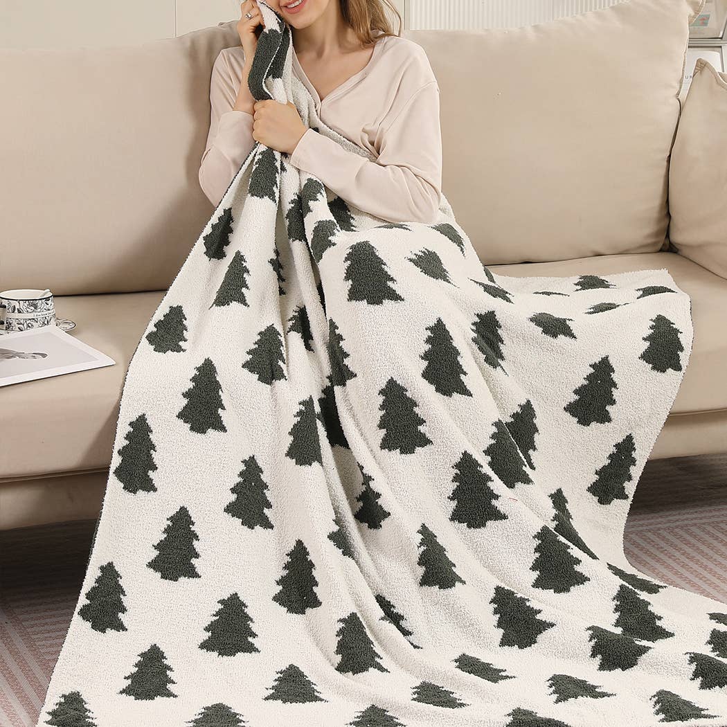 Christmas Trees Pattern Print Cozy Soft Throw Blanket