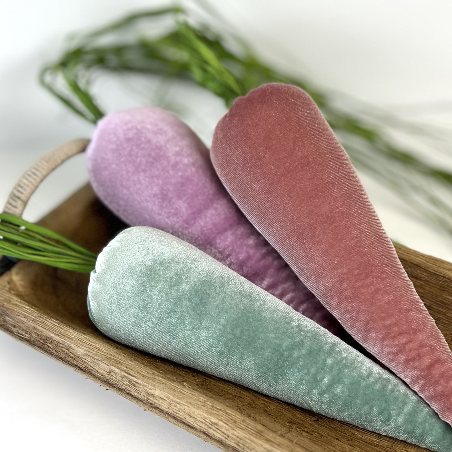 Lush Velvet Carrots Spring Basket Decor, Unique Wall Hanging