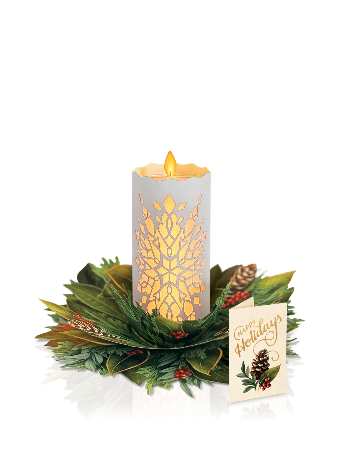 Holiday Candle with Lights Pop-up Greeting Card