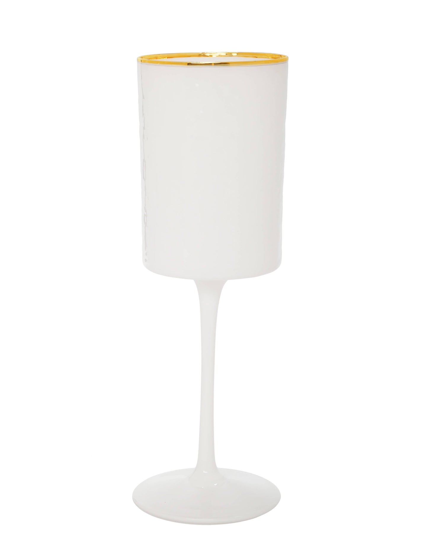 White Square Shaped Wine Glasses with Gold Rim