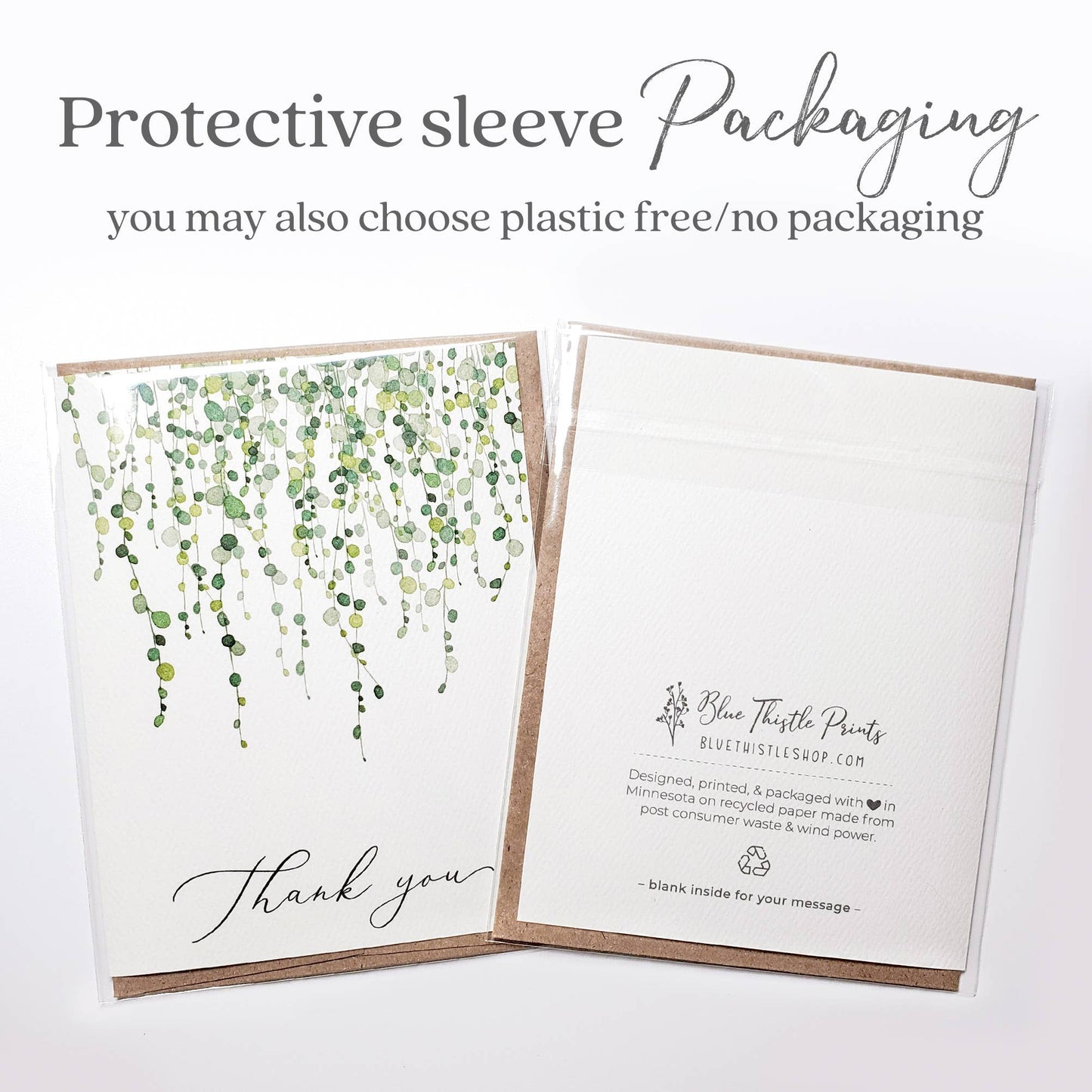 Plant Thank You Greeting Card, Botanical Card