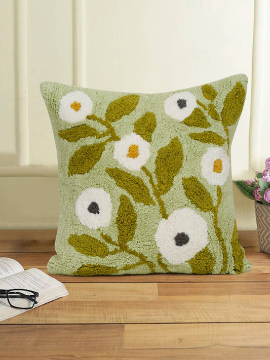 Hand-Tufted Floral Throw Pillow | 18 X 18 Pillow