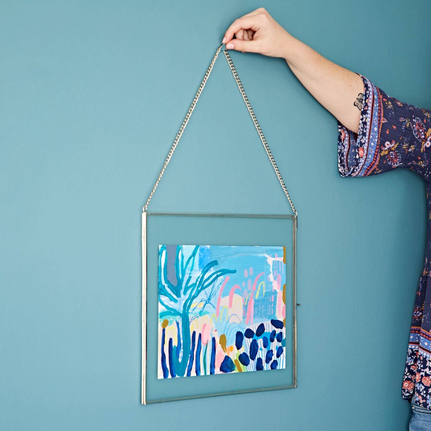 Dia Large Silver Glass Hanging Photo Frames - Handmade