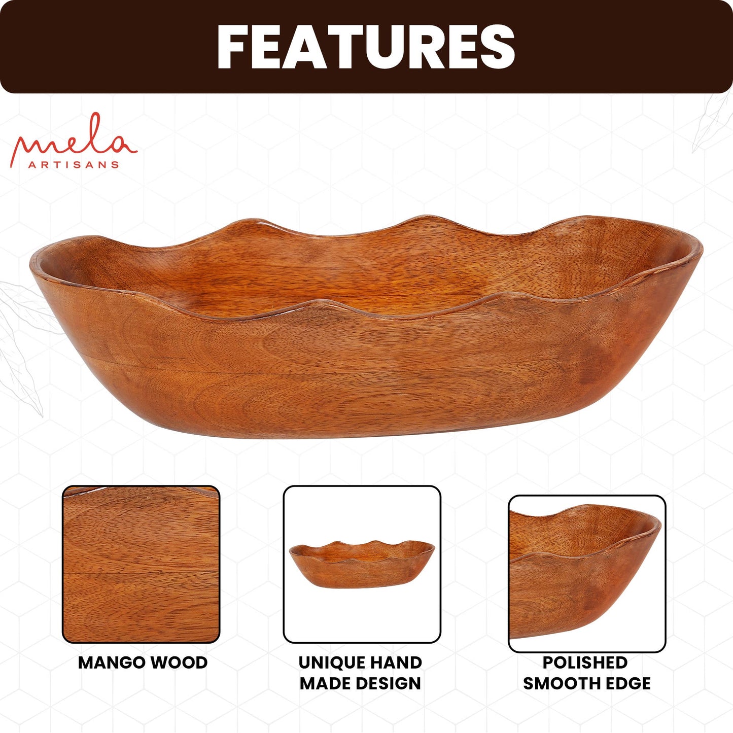 Oblong Scallop Bowl - Mangowood, Medium Polish