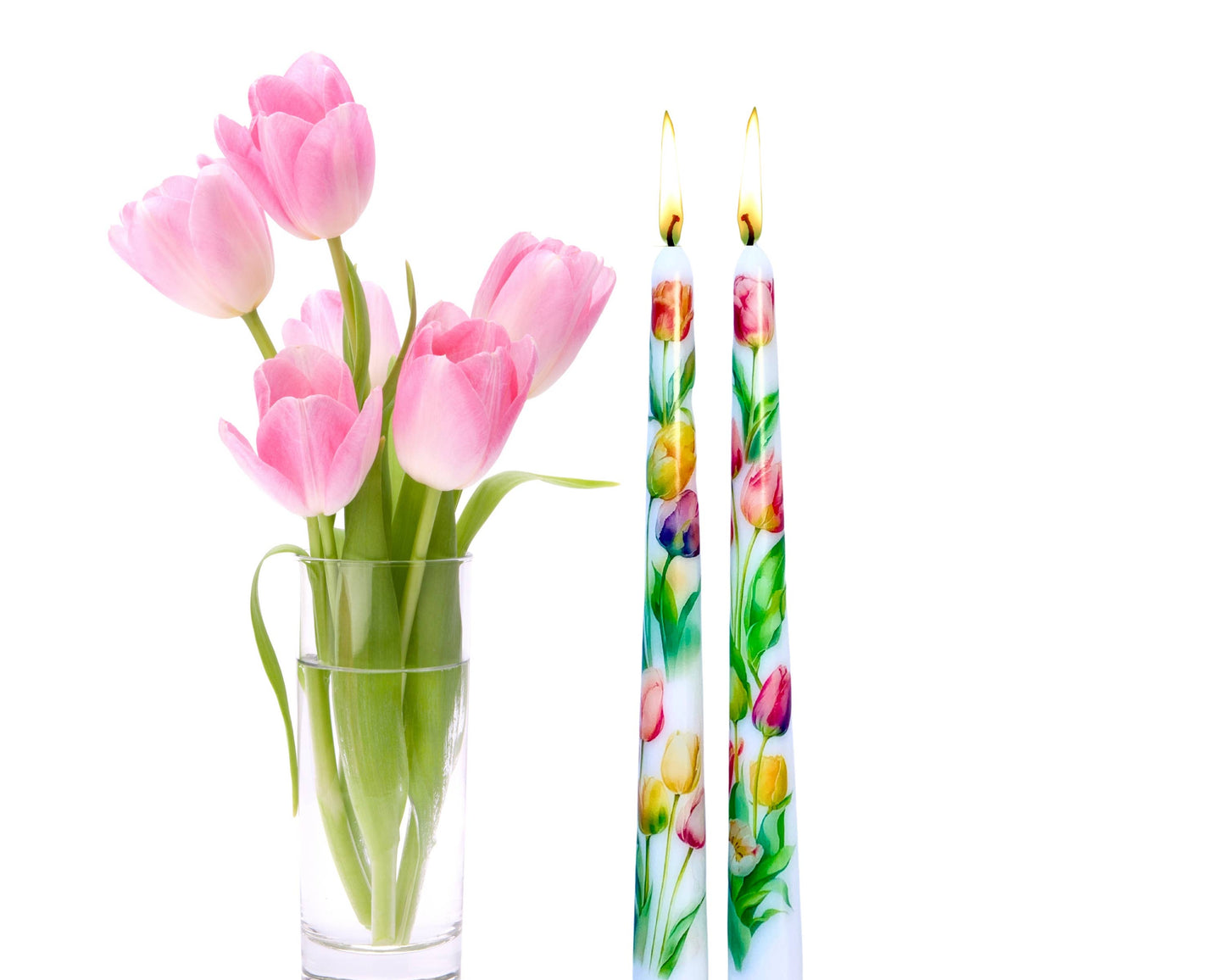 Spring Tulips Taper Candles for Home Decor and Gifts