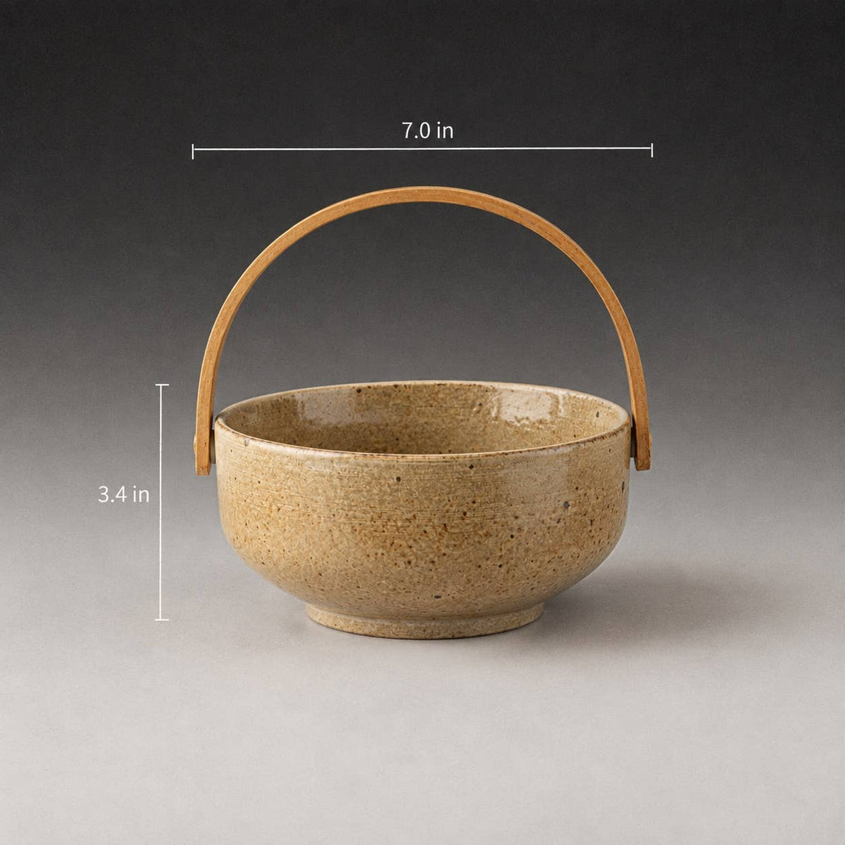 Ceramic Serving Bowl with Wood Handle