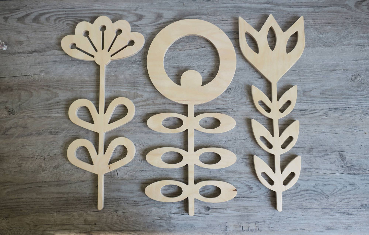 Large wooden Scandinavian folk art flowers wall decor