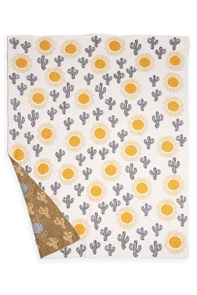 Cactus and Sun Throw Winter Blanket
