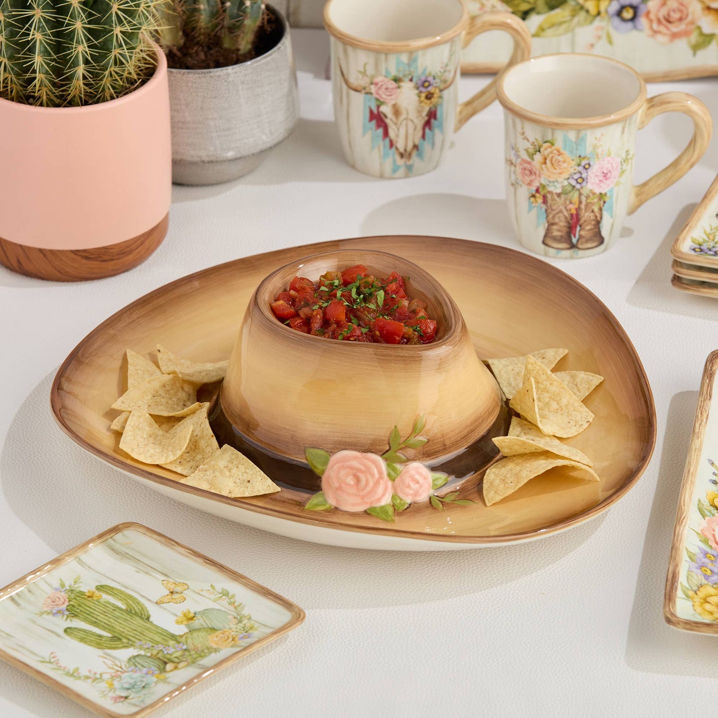 Rosewood Ranch 3-D Cowgirl Hat Chip & Dip 15.5" x 14" 8 oz