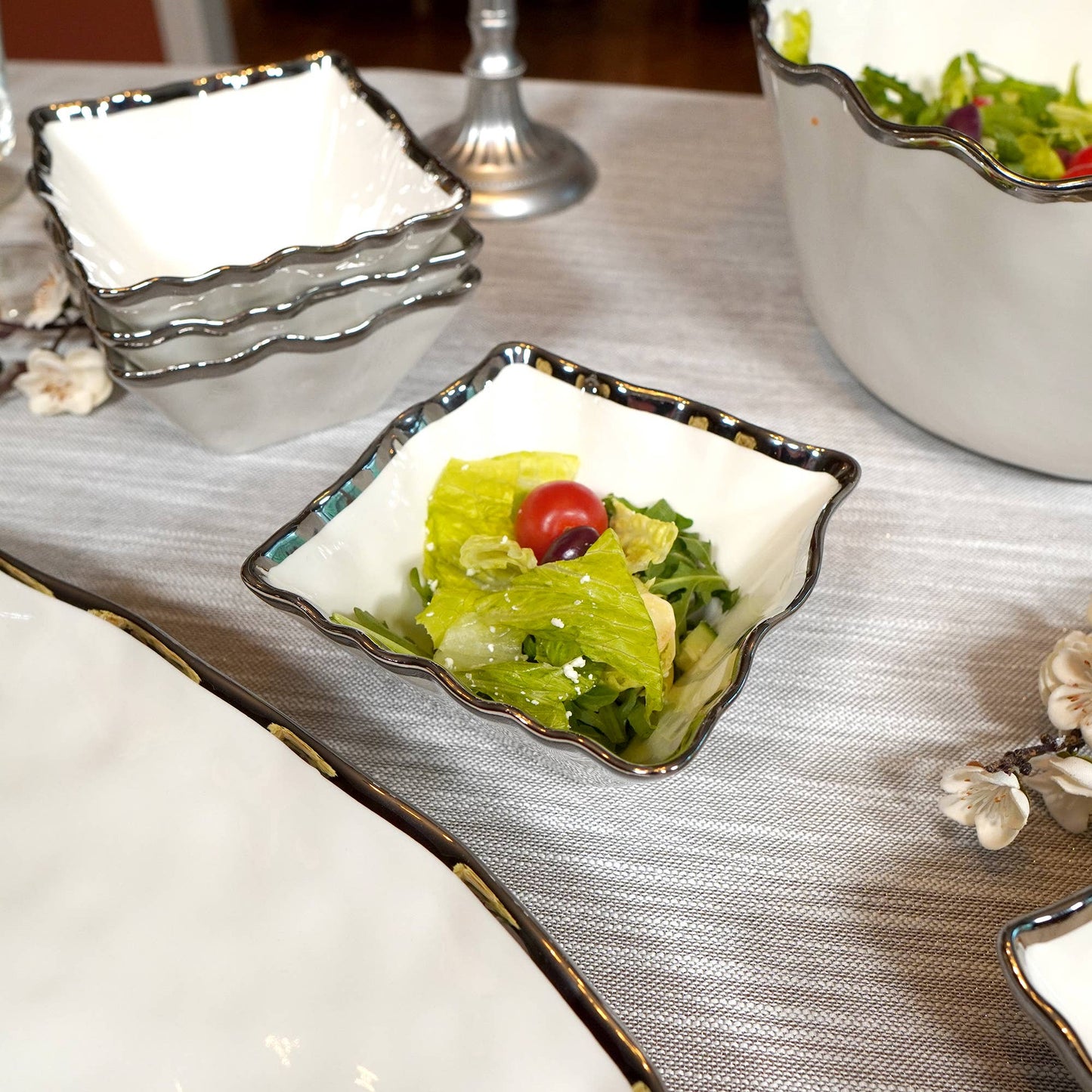 Regency Silver Square Snack Bowls 5in x 2.5in