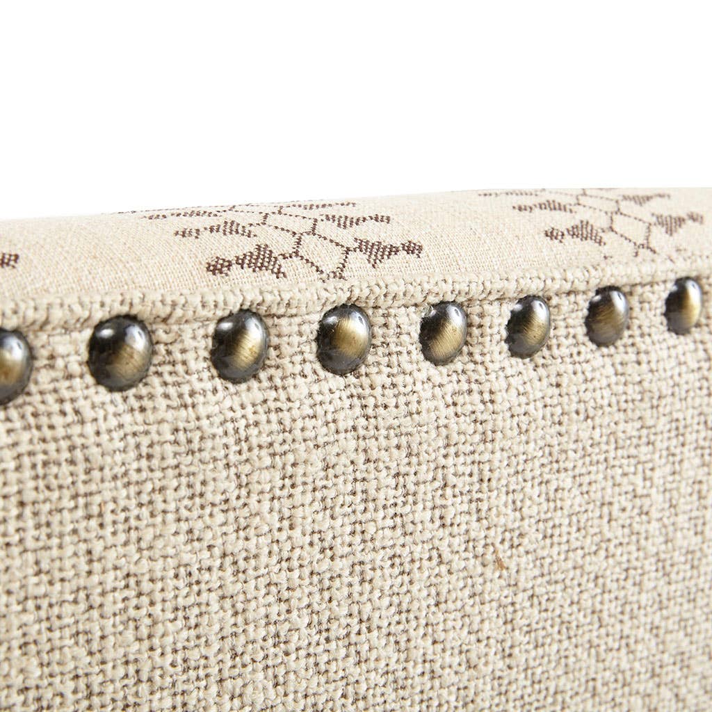Patterned Beige Wing-Back Guest Chair *