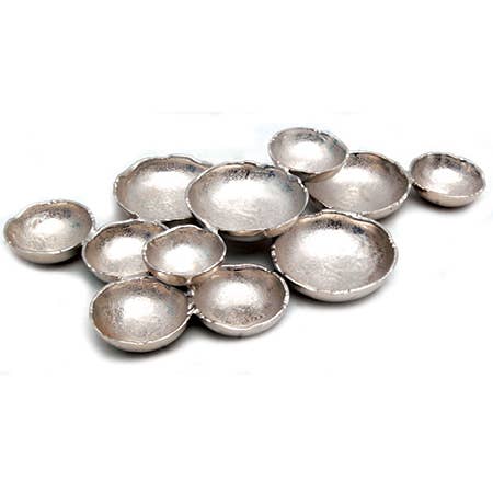 Silver Textured Aluminum Cluster Platter