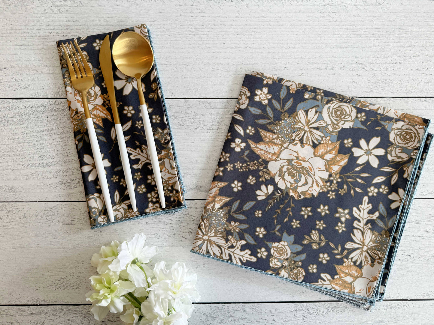 Moon Water Floral Cloth Napkins, set of four