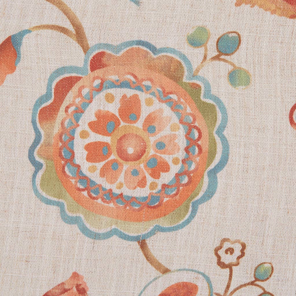 Eclectic Orange Floral Round Wingback Accent Chair *