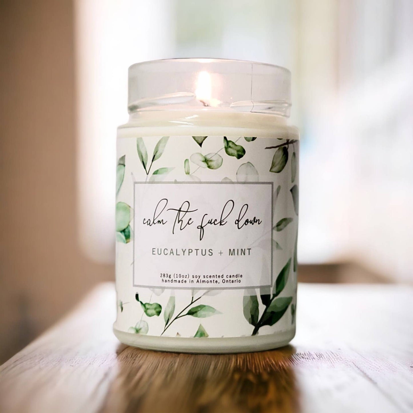 Calm the F* Down Candle, Eucalyptus and Mint, soy candle