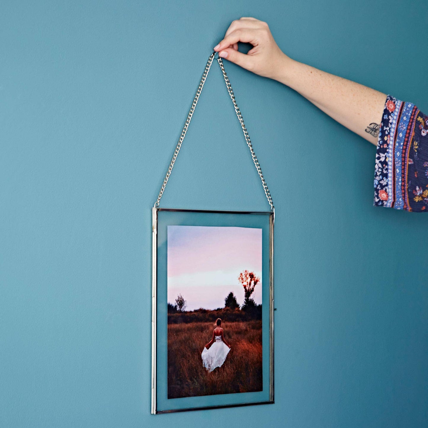 Dia Large Silver Glass Hanging Photo Frames - Handmade