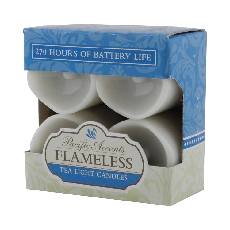 Flameless Resin LED Tea Light Candles with Timer 4-Pack