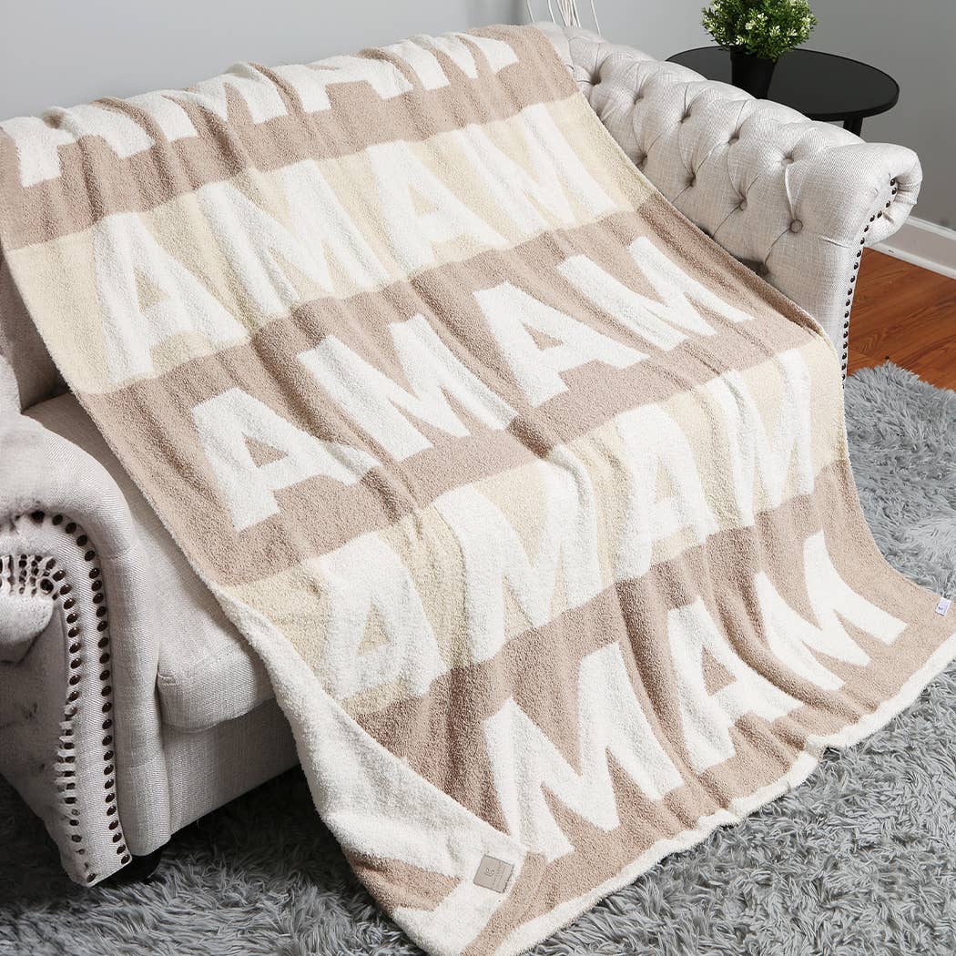 MAMA Repeating Text Print Soft Throw Blanket