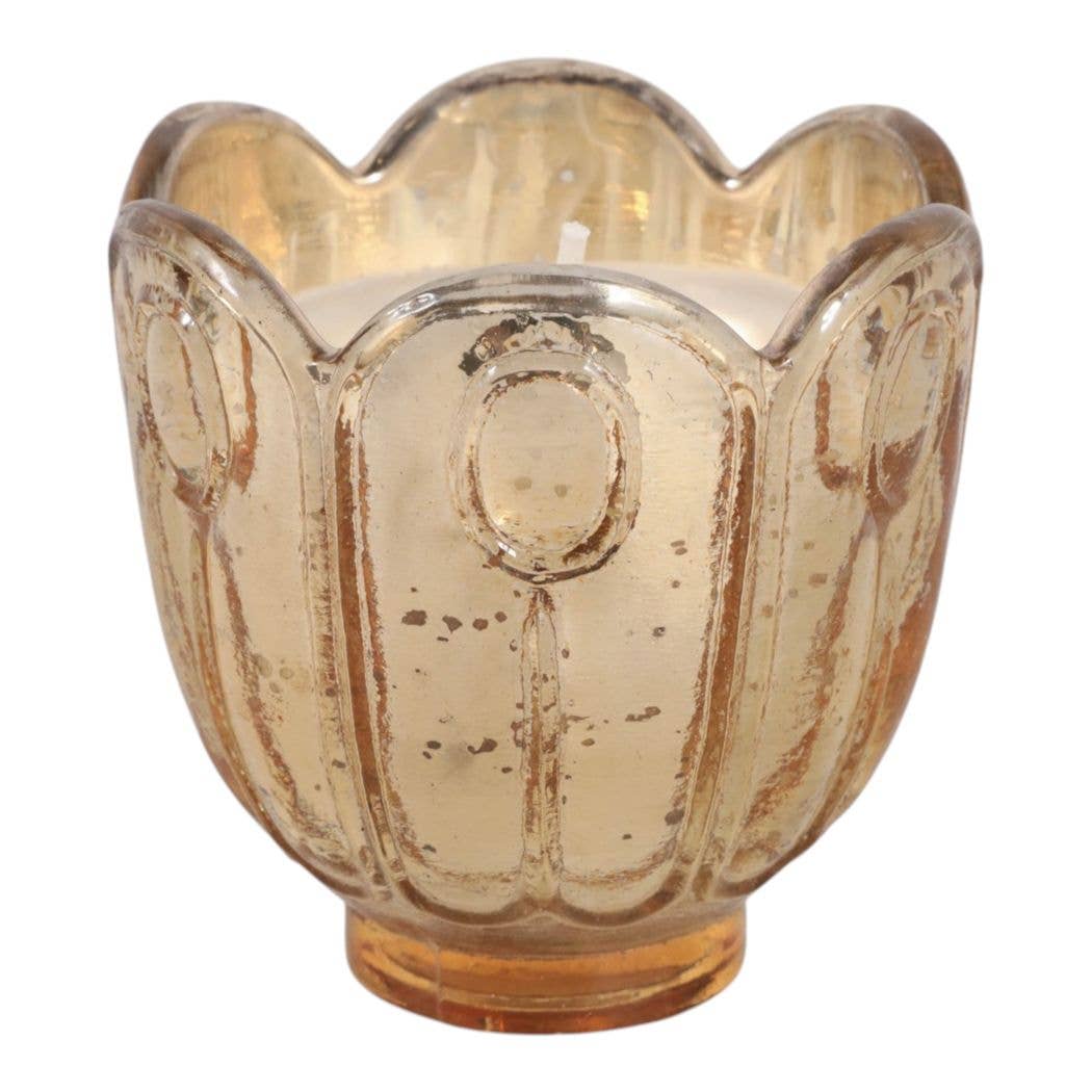 Scented Candle - Gardenia Soy Wax Gold Glass Vessel, 10 Oz.