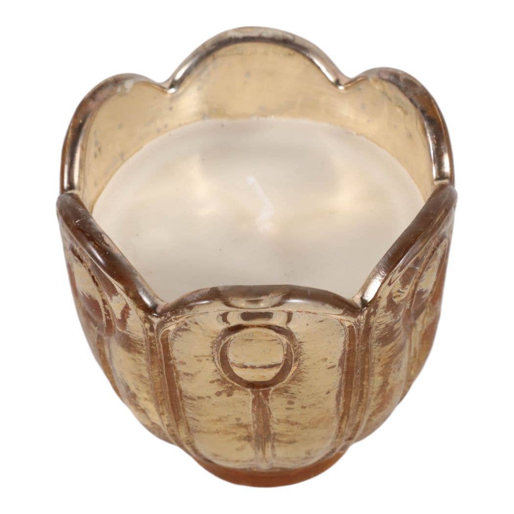 Scented Candle - Gardenia Soy Wax Gold Glass Vessel, 10 Oz.