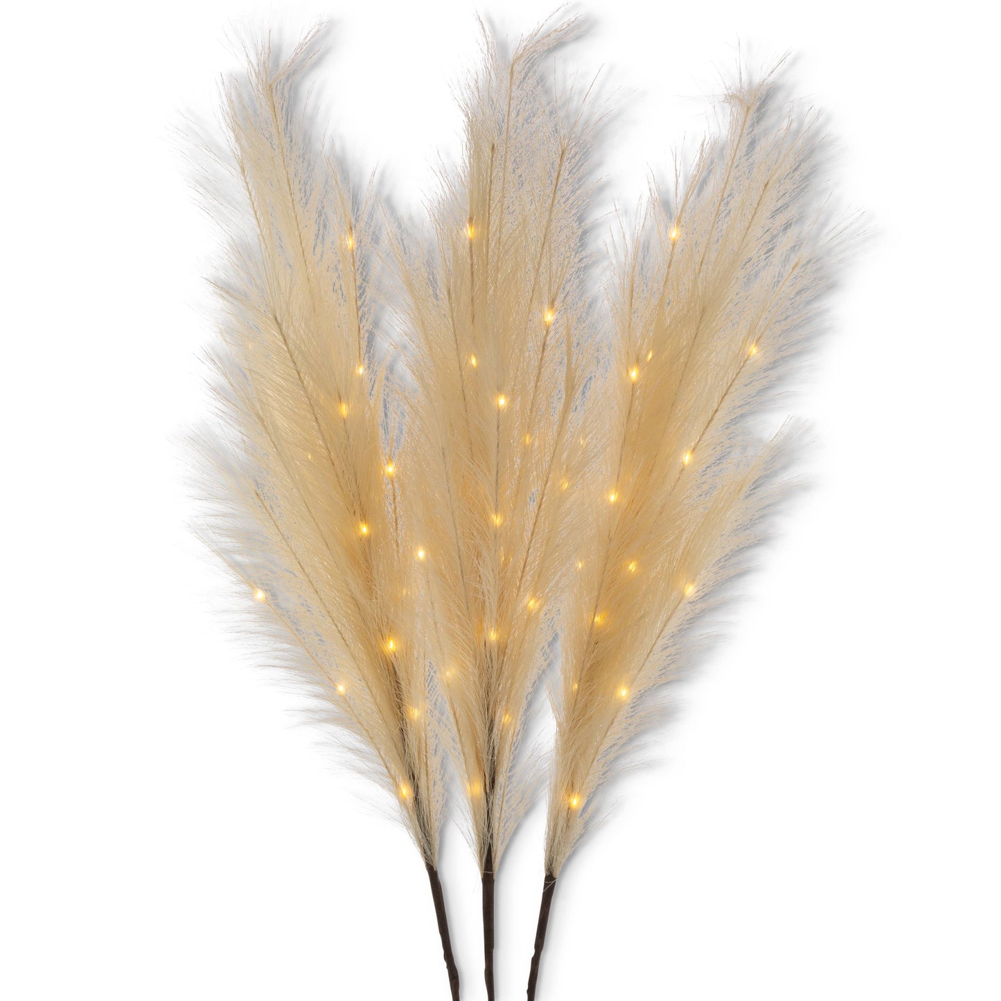 The Gerson Company 43.3"H B/O Beige Lighted Pampas Grass Bra