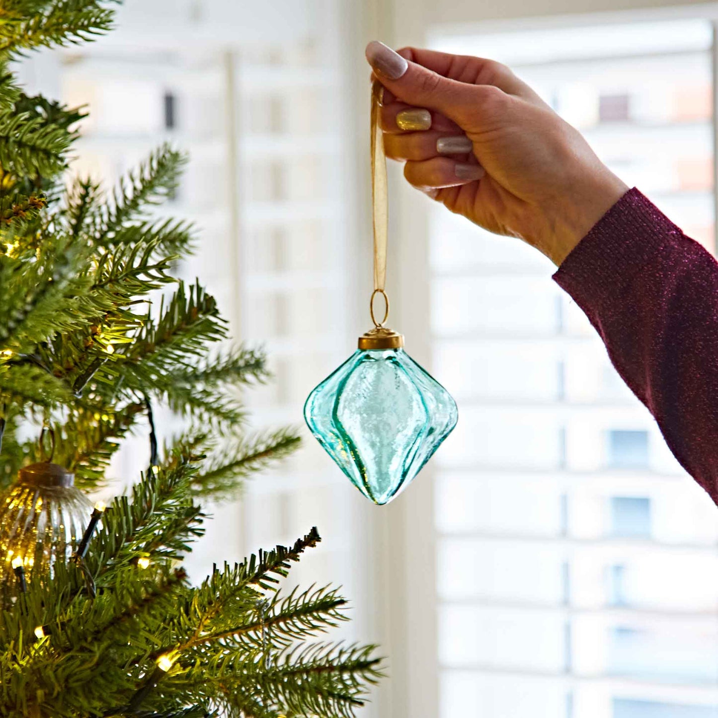Colored Recycled Glass Diamond Baubles - Handmade