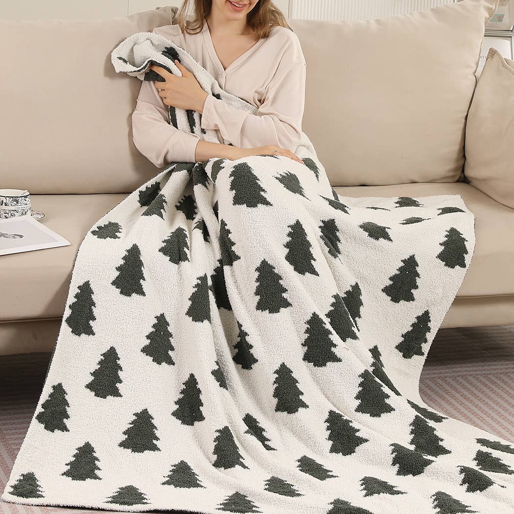 Christmas Trees Pattern Print Cozy Soft Throw Blanket