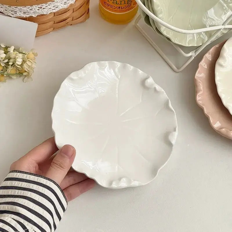 Elegant 6" Ceramic Leaf Dessert & Appetizer Plate (4 colors)