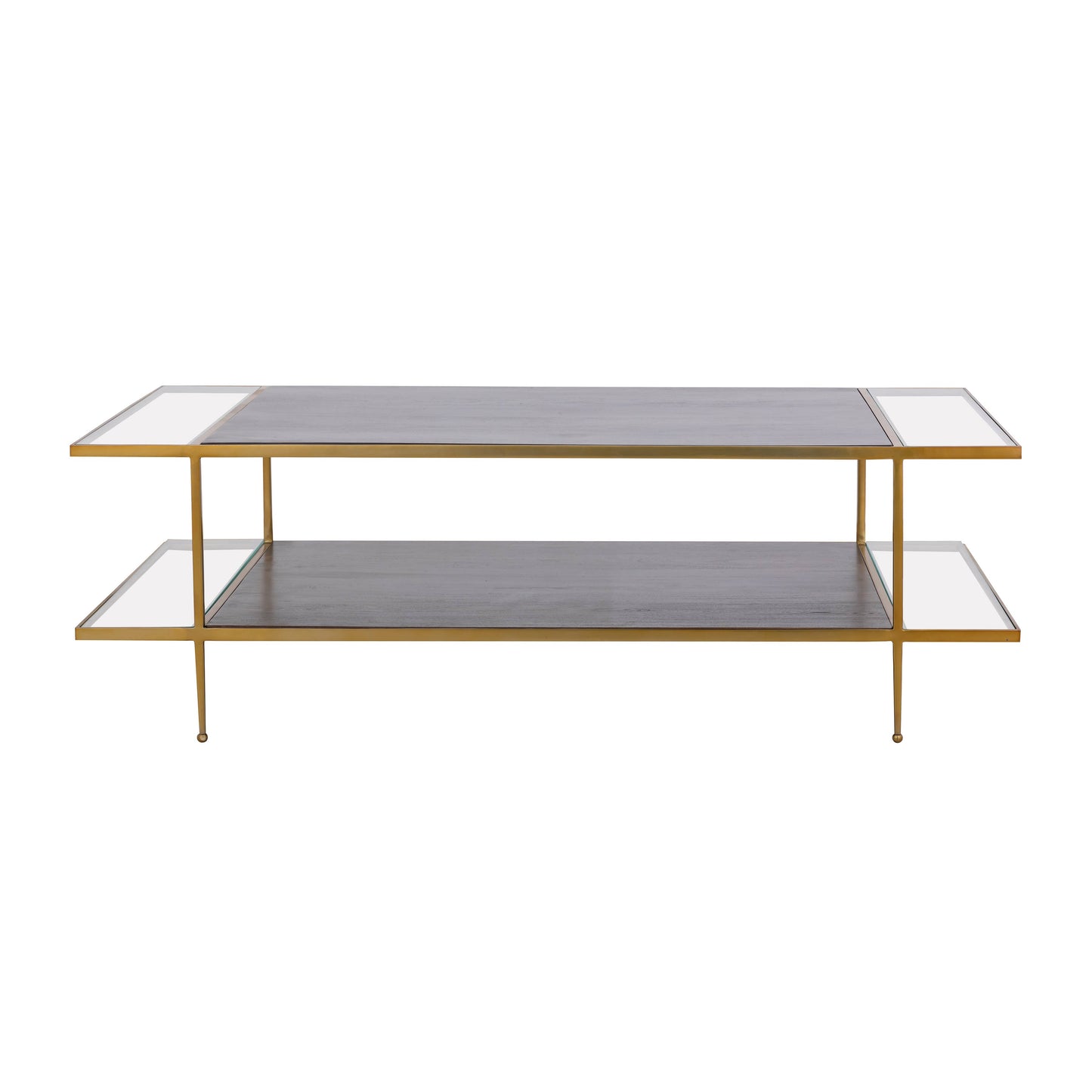 Carrick Modern 2-Tier Brass Metal and Wood Coffee Table