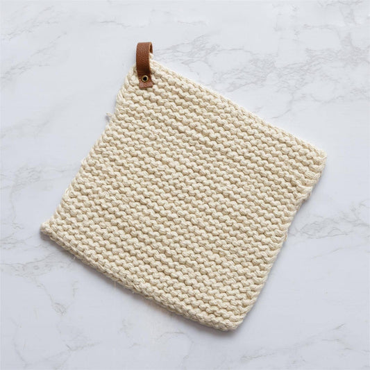Knitted Potholder - Natural