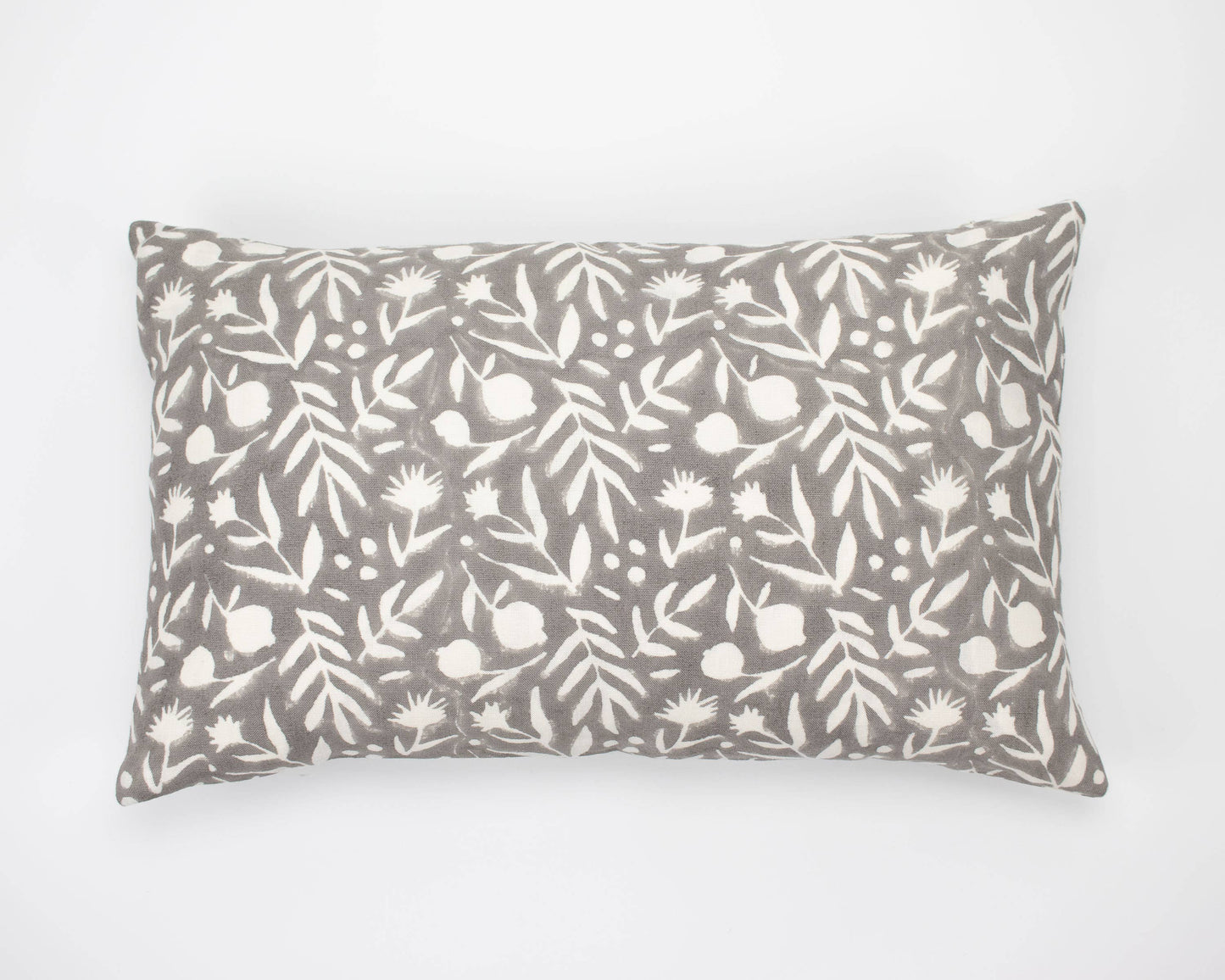 Aja Floral Block Print Pillow - Feather Gray