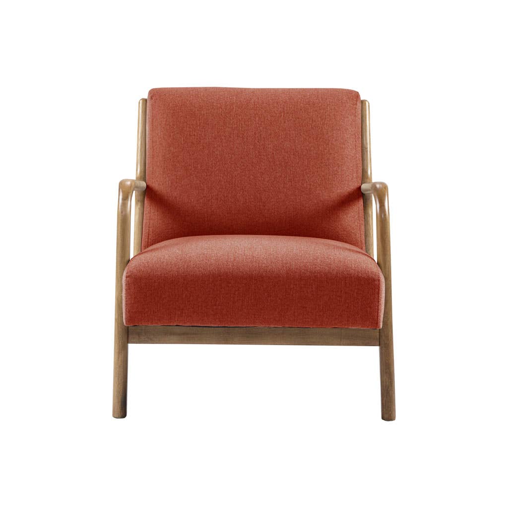 Scandinavian Elm Wood Spice Red Lounge Chair *