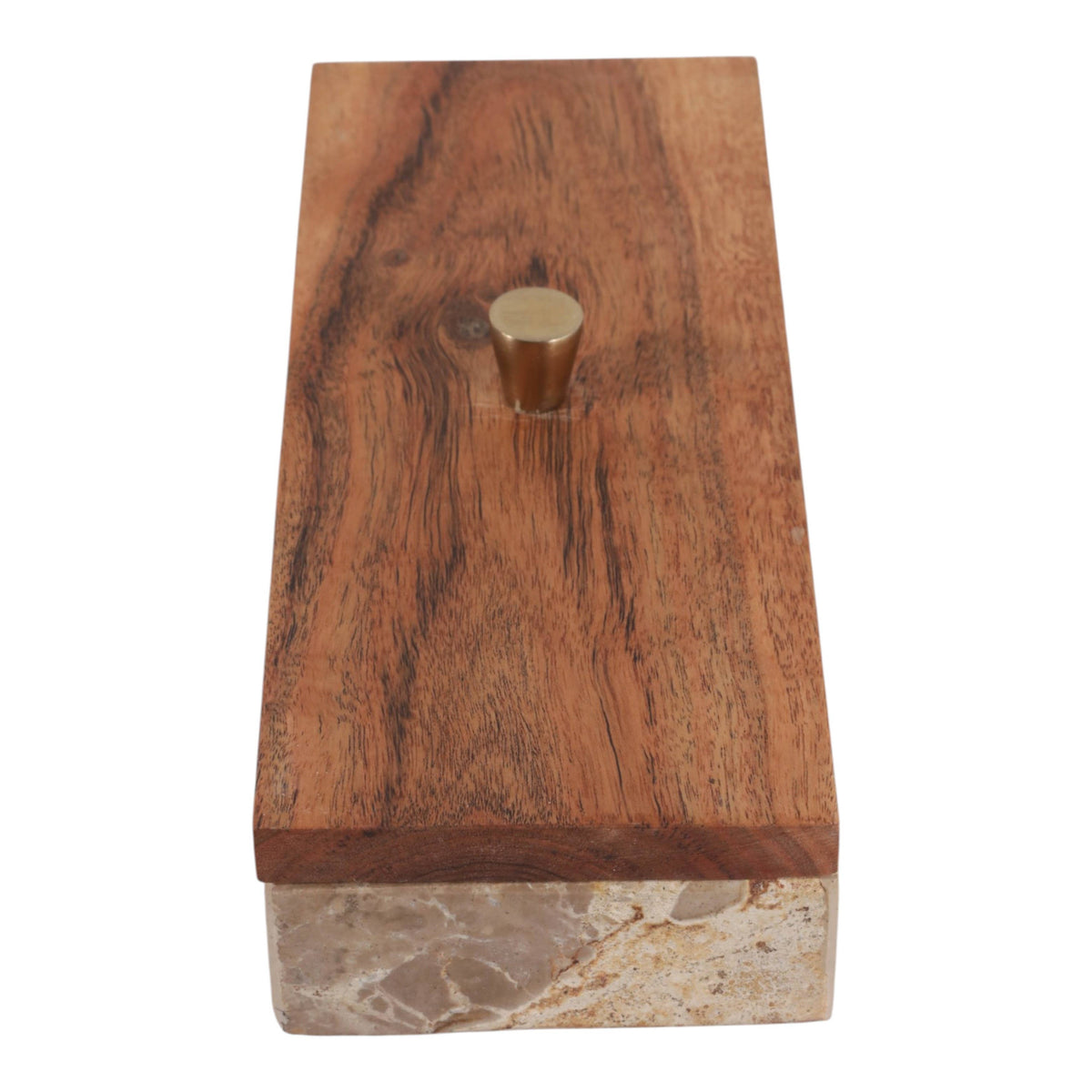 10x3" Leopard Marble Box With Mango Wood Lid And