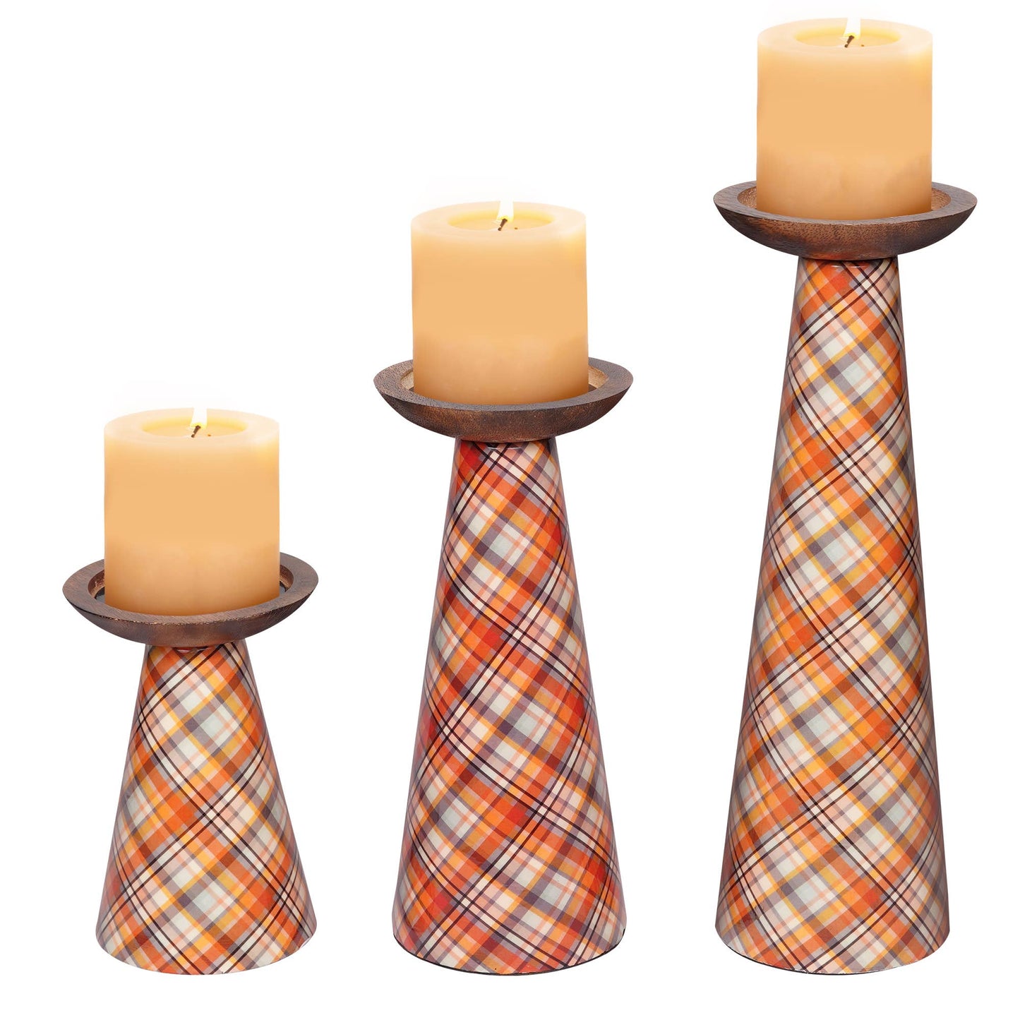Plaid Candle Holder Set of 3