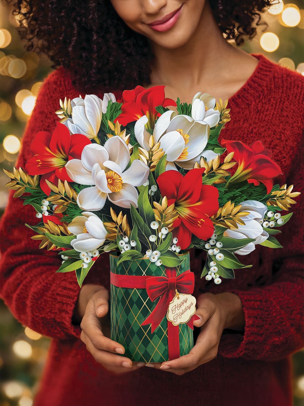 Golden Mistletoe Pop-Up Greeting Card
