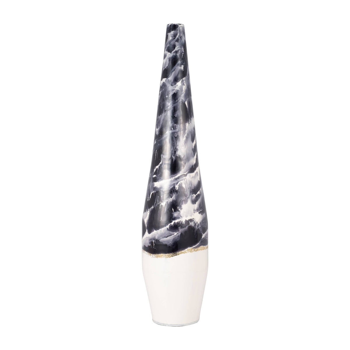 Decorative Vase - Blue/Ivory Metal Tapered Neptune, 35 in.