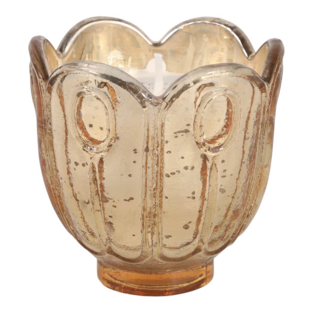 Scented Candle - Gardenia Soy Wax Gold Glass Vessel, 10 Oz.