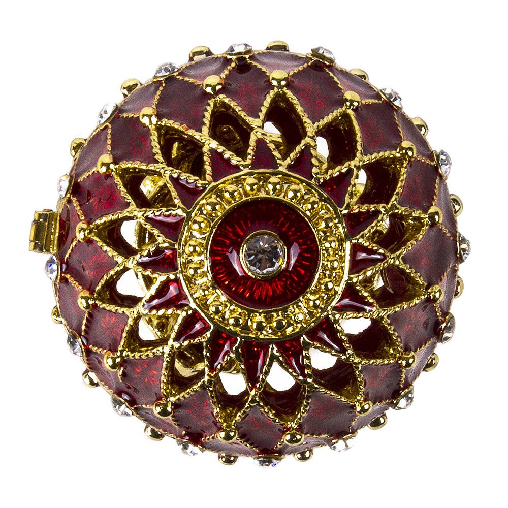 Openwork Imperial Mesh Egg / Jewelry Box in Red