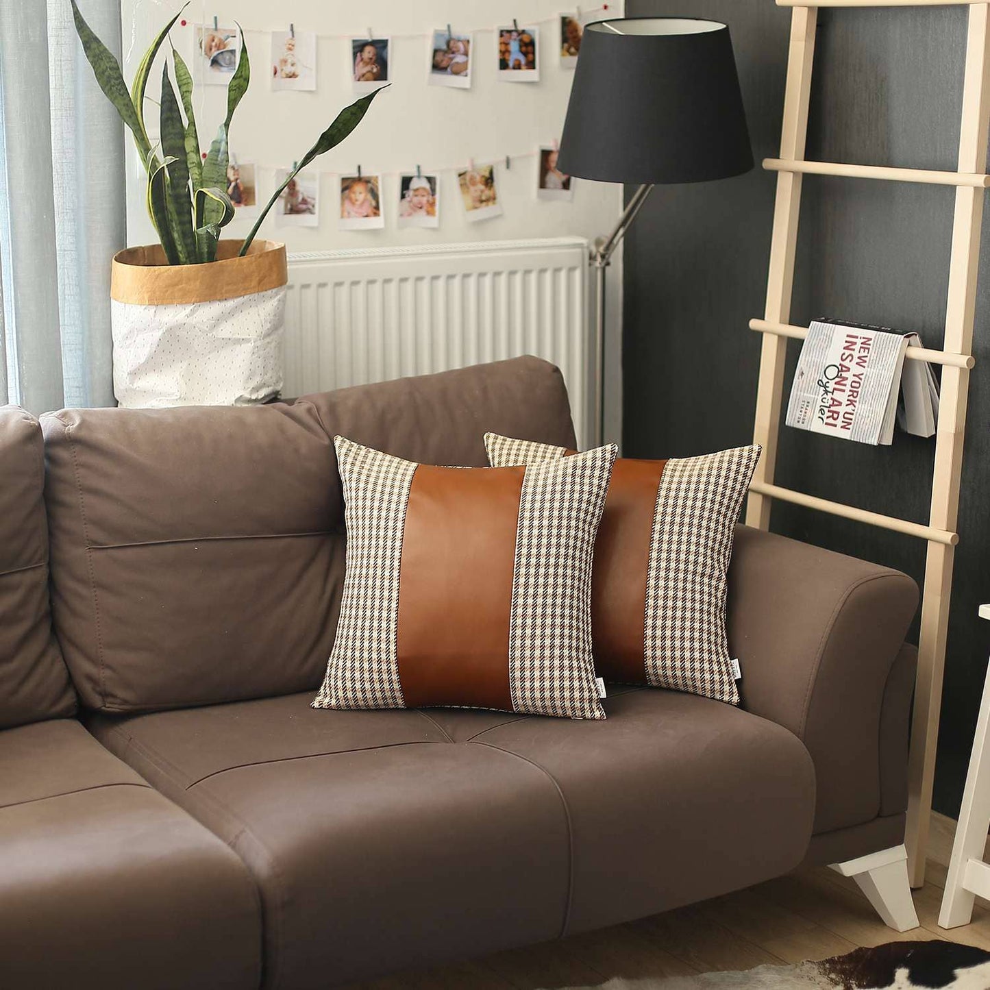 Boho-Chic Decorative Vegan Faux Leather Pillow