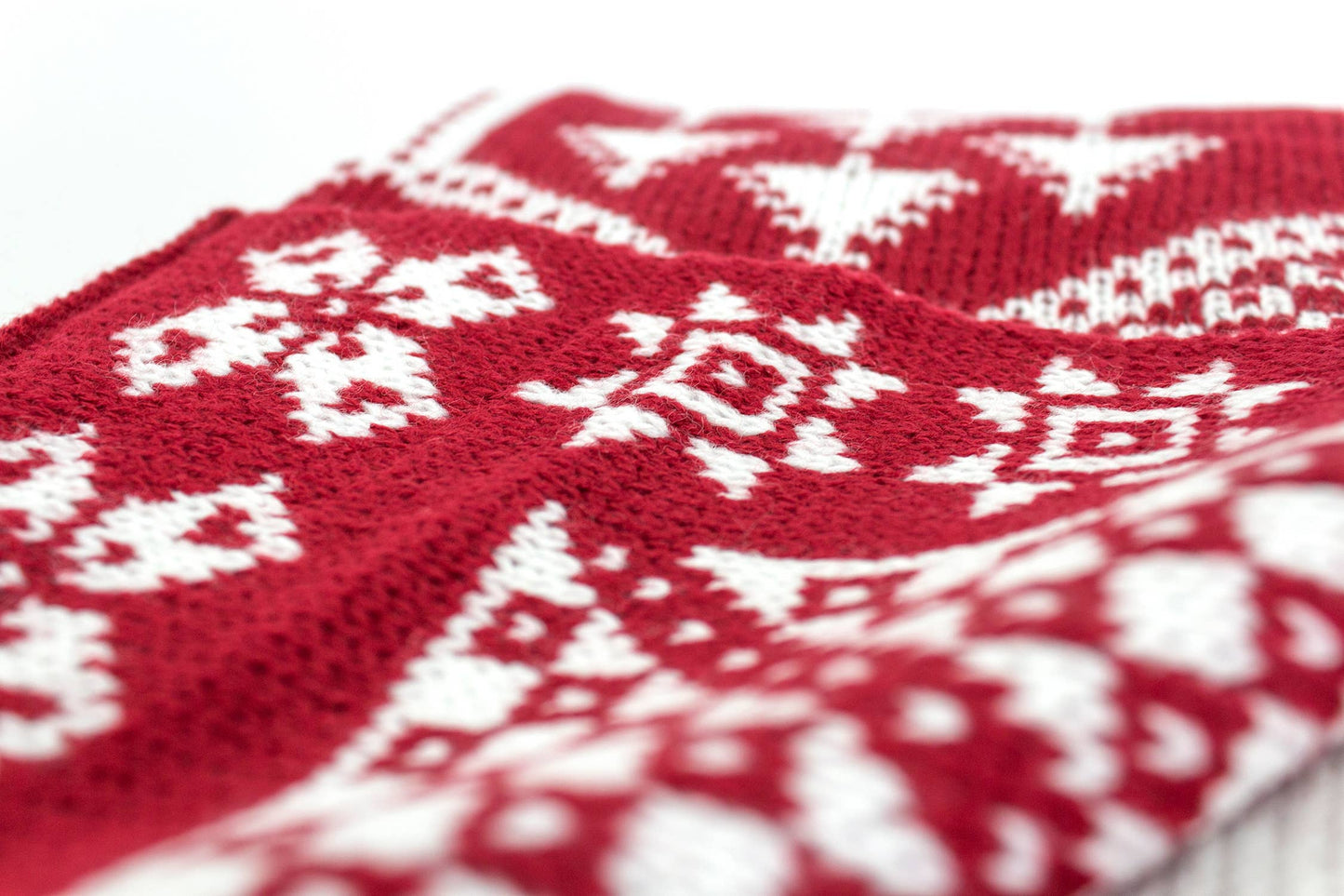 Knitted Red-White Festive Christmas Throw Blanket