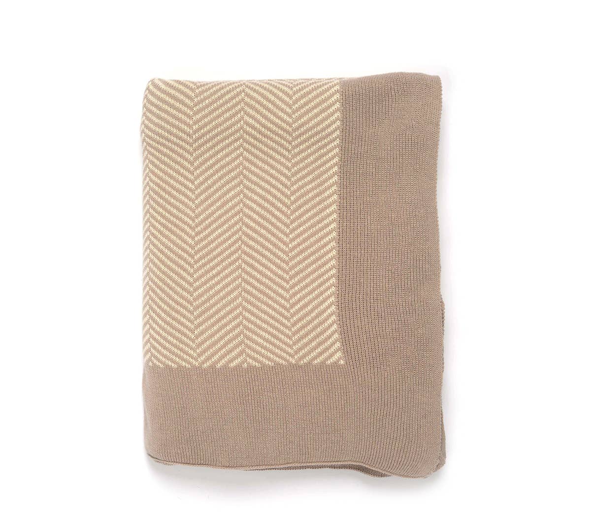 Herringbone Cotton Knit Throw Blanket