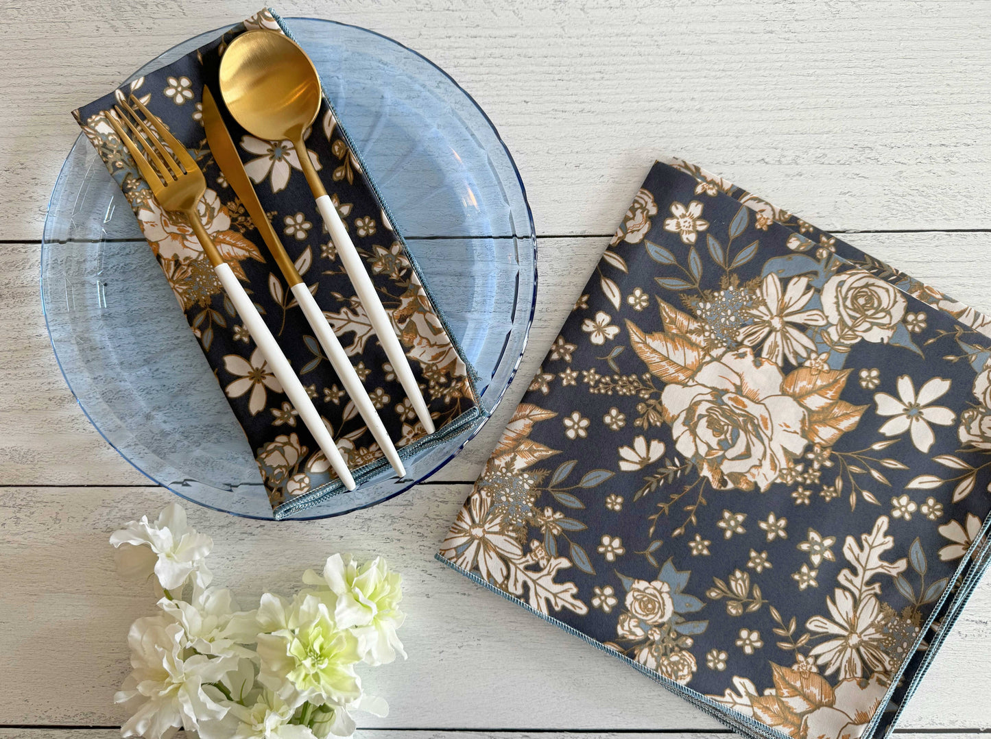 Moon Water Floral Cloth Napkins, set of four