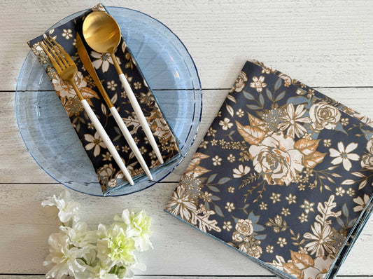 Moon Water Floral Cloth Napkins, set of four